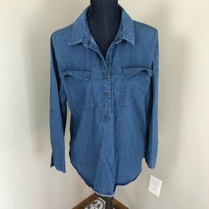 Pullover chambray 1/4 button denim shirt